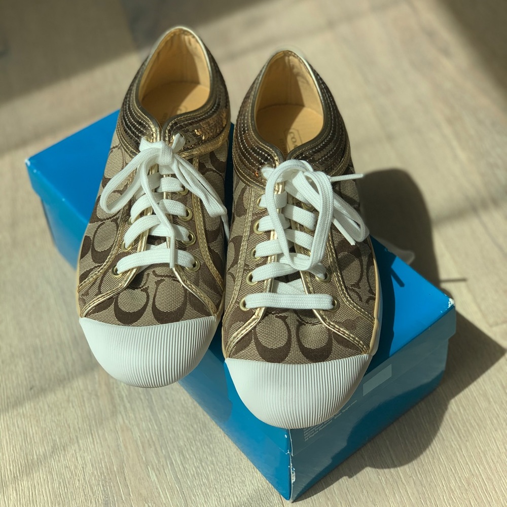 NEW COACH SNEAKERS/FLATS - ZORRA GOLD/TAN/WHITE